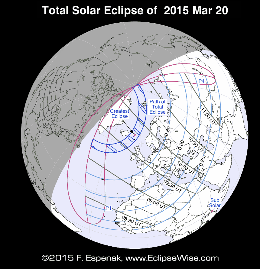 Solar Eclipse Map, 2015 March 20
